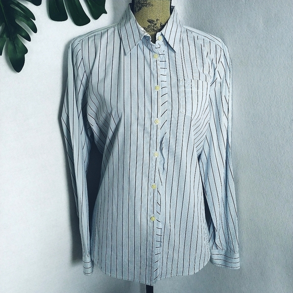 Tommy Hilfiger Blue AND White Oxford Button Blouse Shirt - Picture 1 of 8